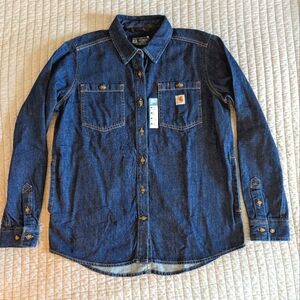 🤠CARHARTT🤠RELAXED FIT DENIM SHIRT SHACKET w/POCKETS, Sz. M 8-10, NWT!!